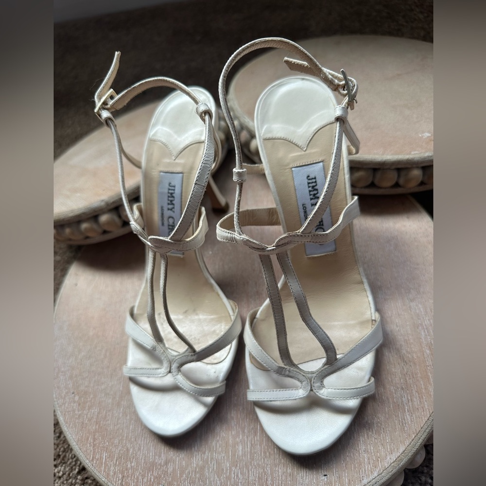 Jimmy Choo Strappy Bramley Heels ✨ White Leather ✨ Size 36/US 5.5/6 - Picture 2 of 9
